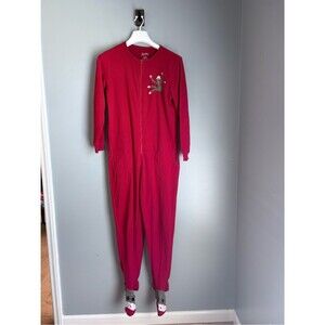 Nick & Nora Fleece Sock Monkey Footed Pajama One-Piece Union Suit Small